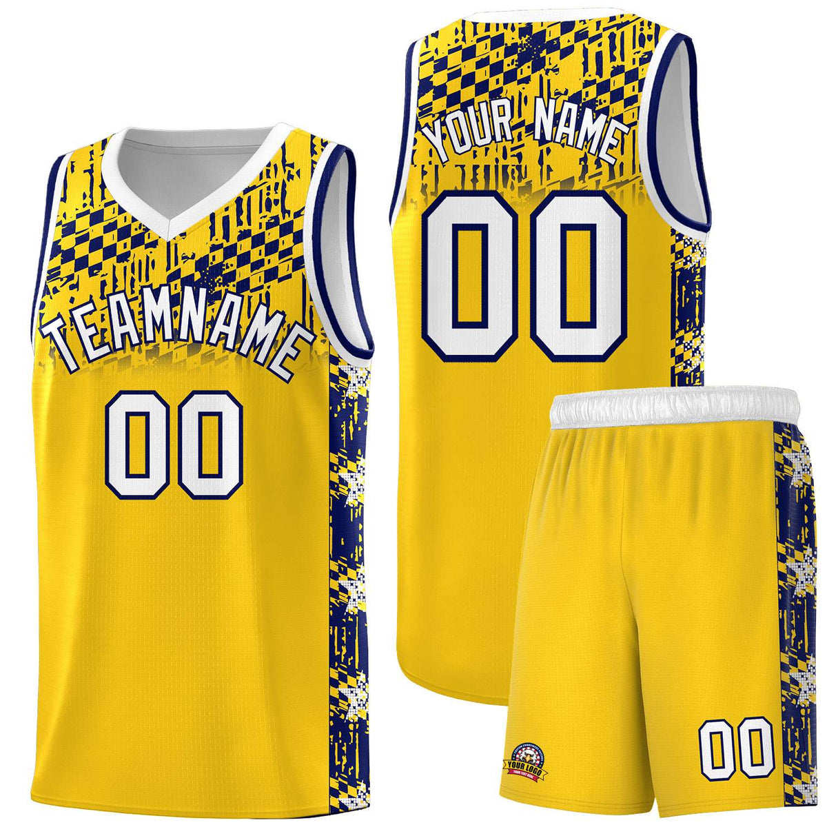 Custom Gold Mosaic Stars Pattern Sports Uniform Basketball Jersey
