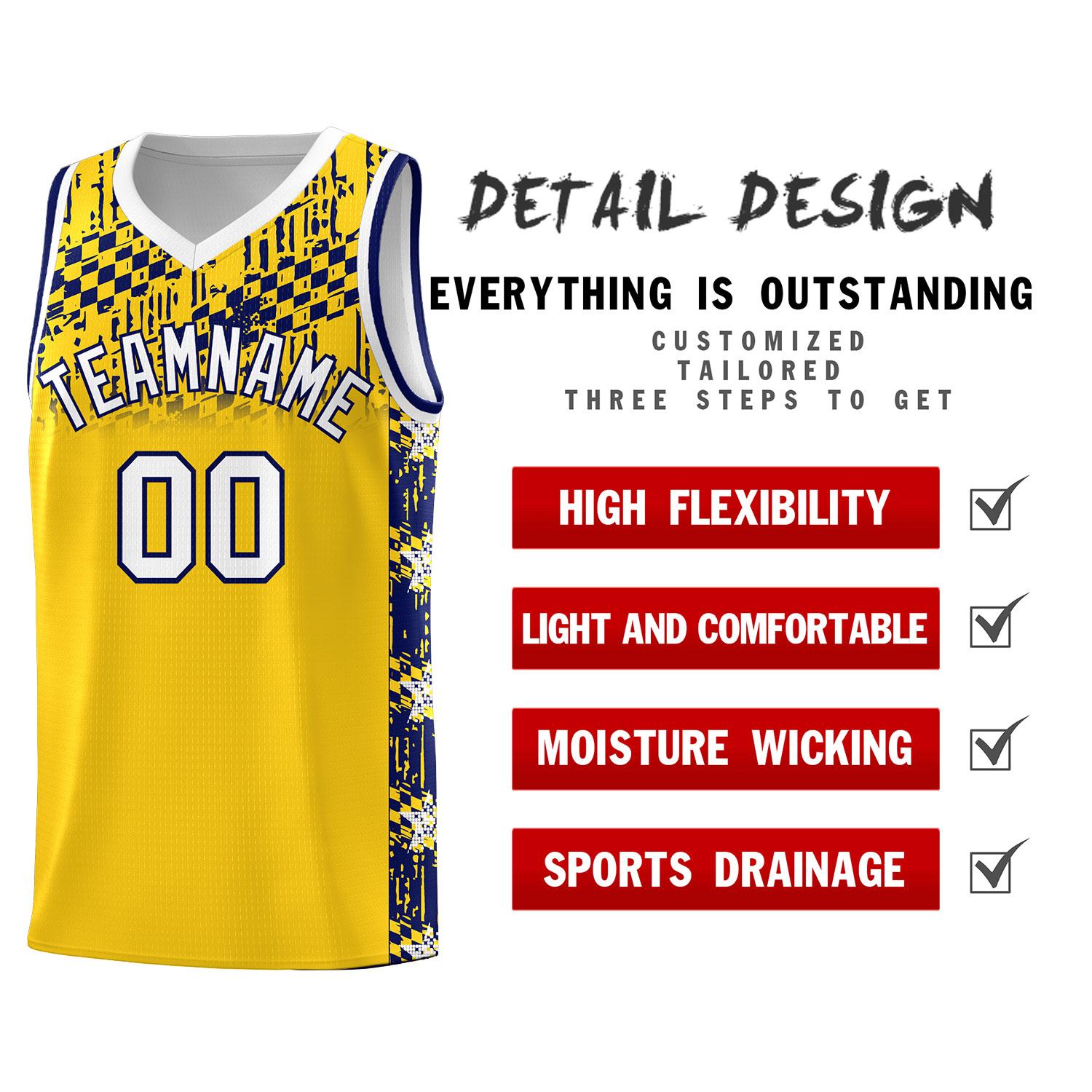 Custom Gold Mosaic Stars Pattern Sports Uniform Basketball Jersey