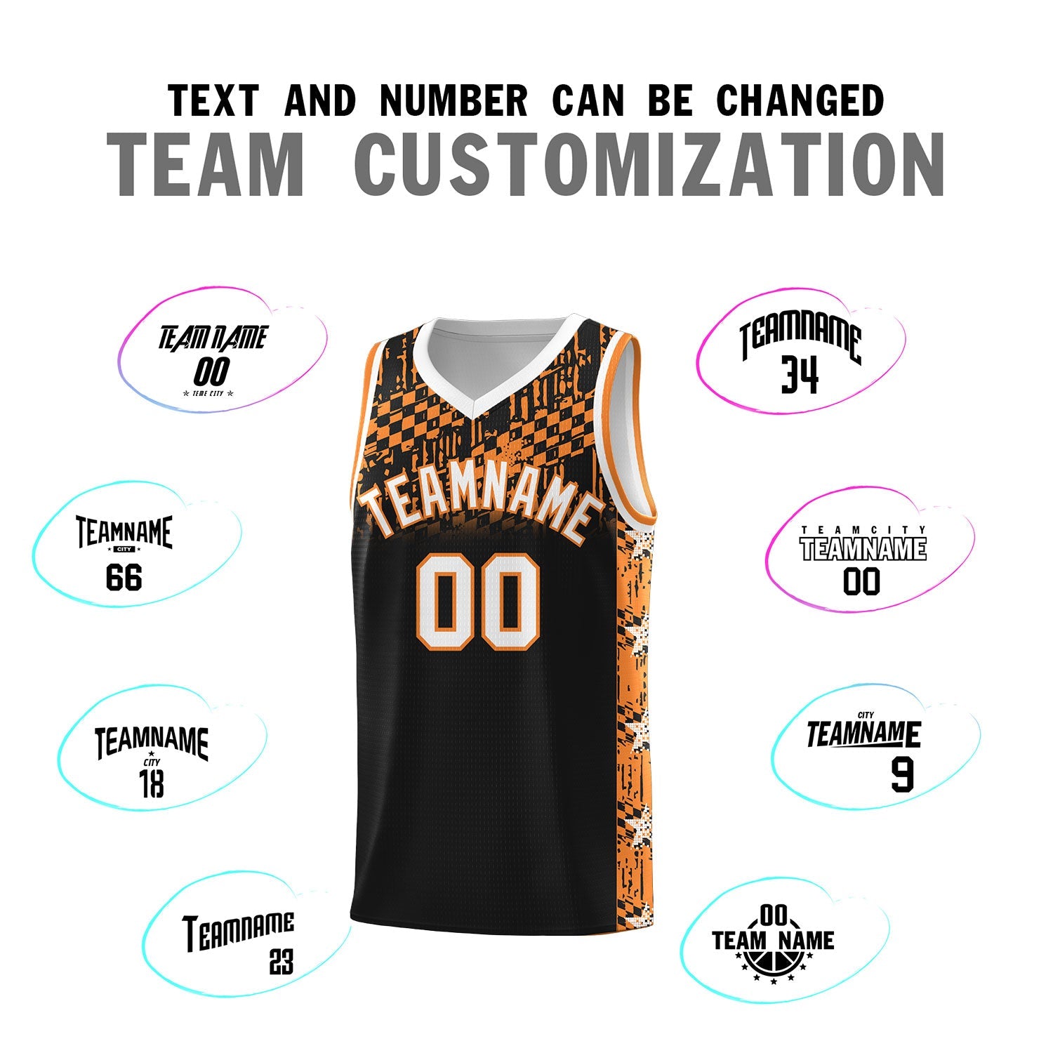 Custom Black Mosaic Stars Pattern Sports Uniform Basketball Jersey