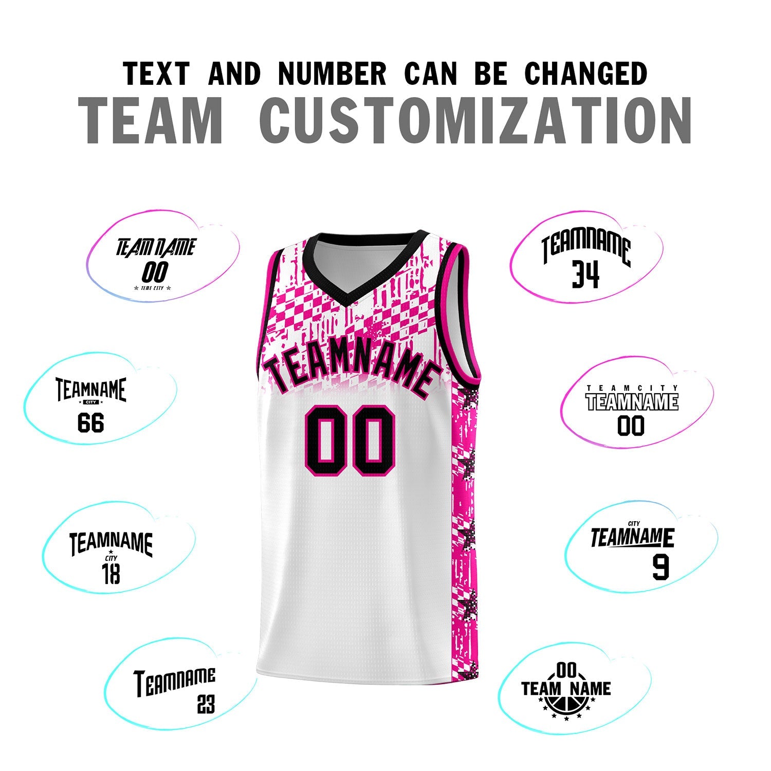 Custom White Mosaic Stars Pattern Sports Uniform Basketball Jersey