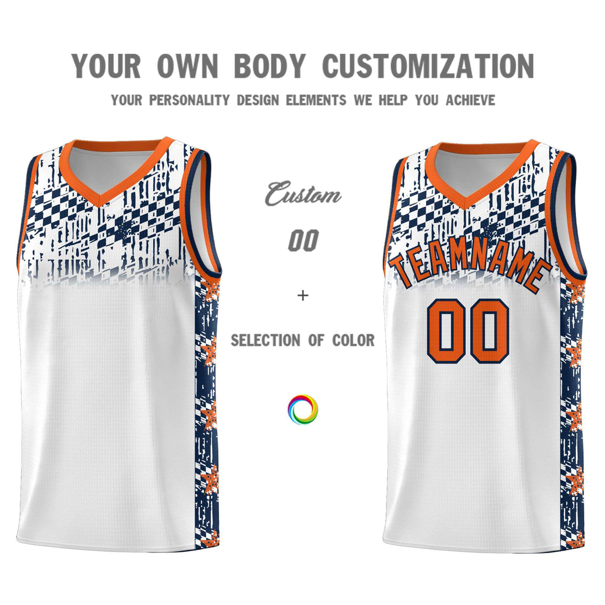 Custom White Mosaic Stars Pattern Sports Uniform Basketball Jersey