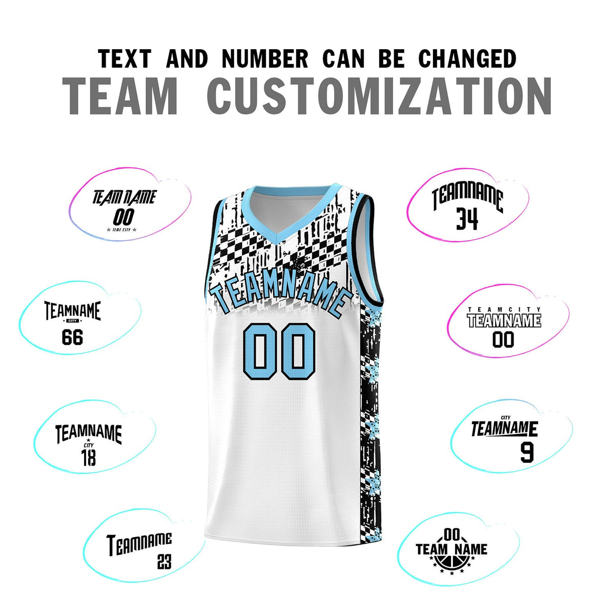 Custom White Mosaic Stars Pattern Sports Uniform Basketball Jersey