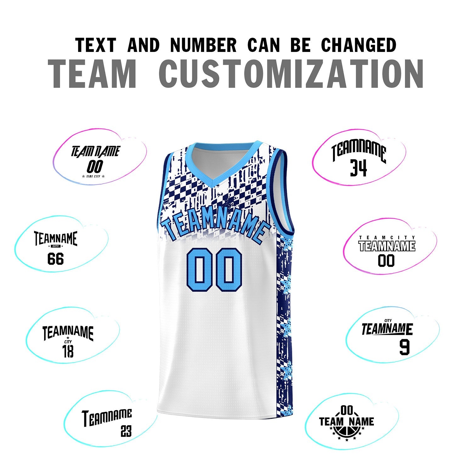 Custom White Mosaic Stars Pattern Sports Uniform Basketball Jersey