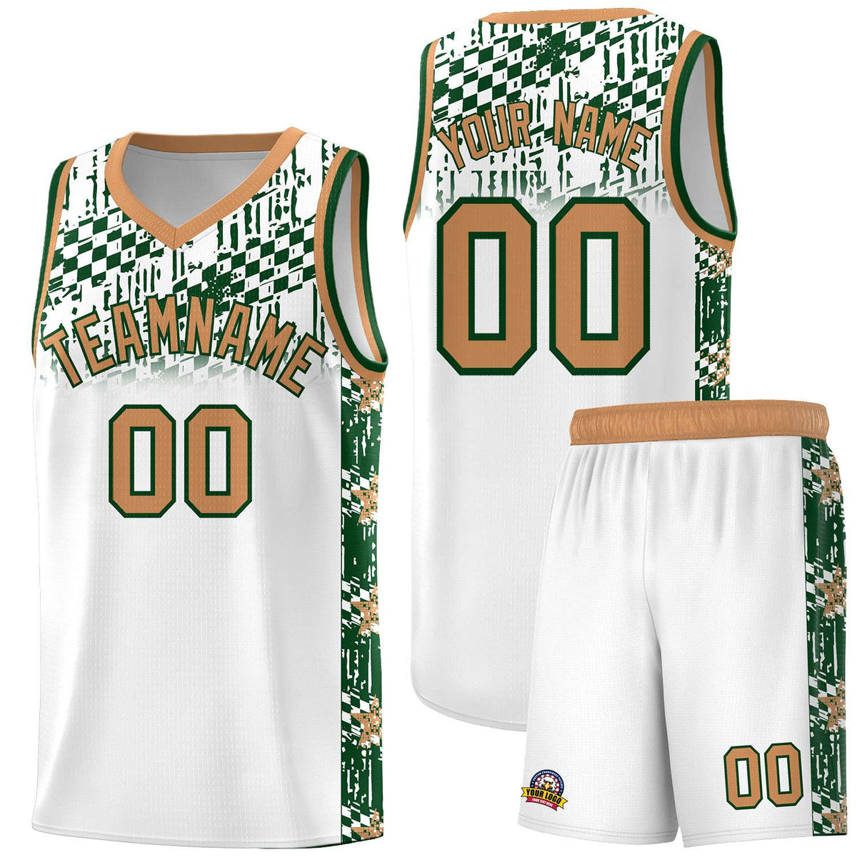 Custom White Mosaic Stars Pattern Sports Uniform Basketball Jersey