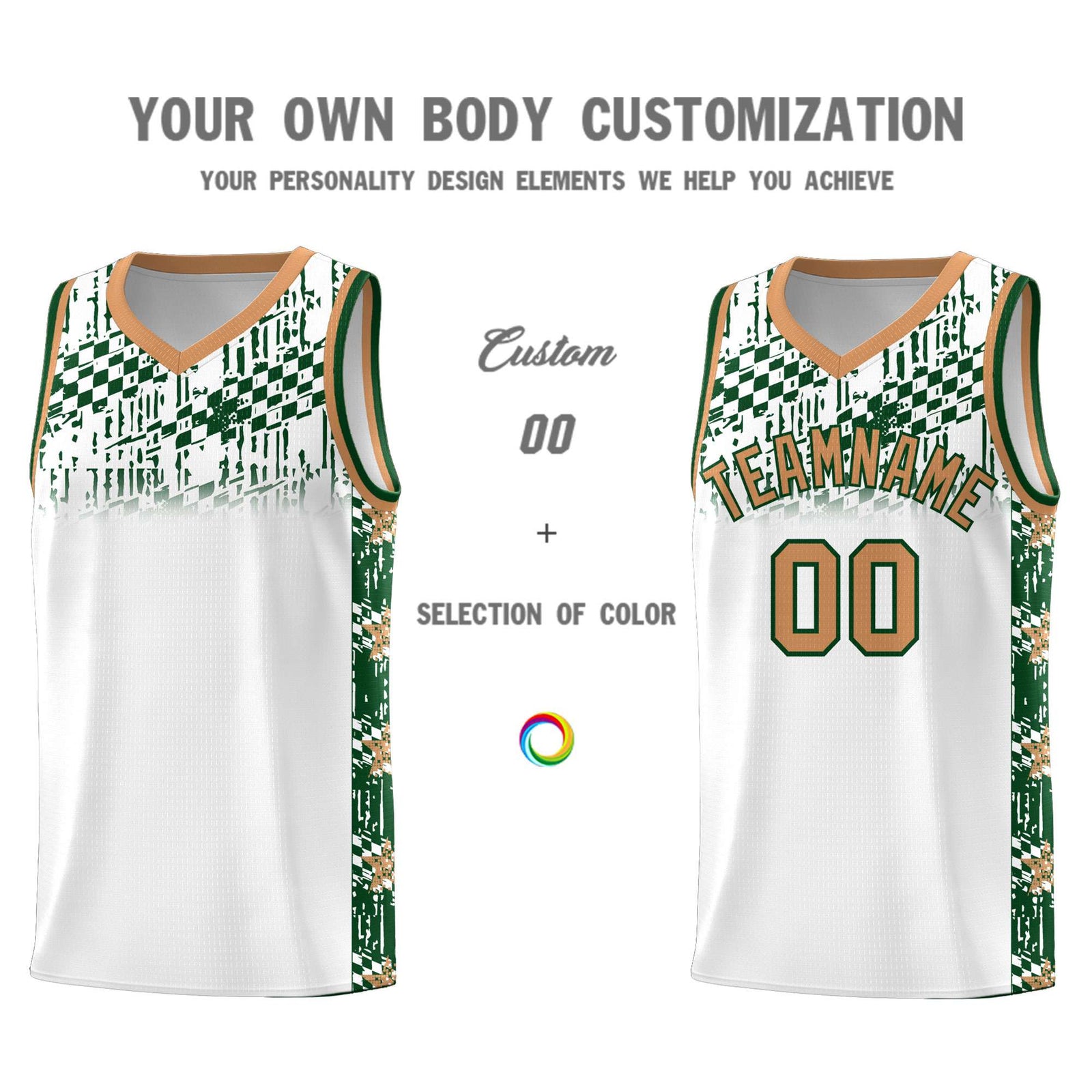 Custom White Mosaic Stars Pattern Sports Uniform Basketball Jersey