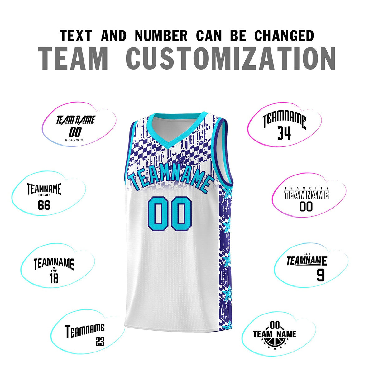 Custom White Mosaic Stars Pattern Sports Uniform Basketball Jersey