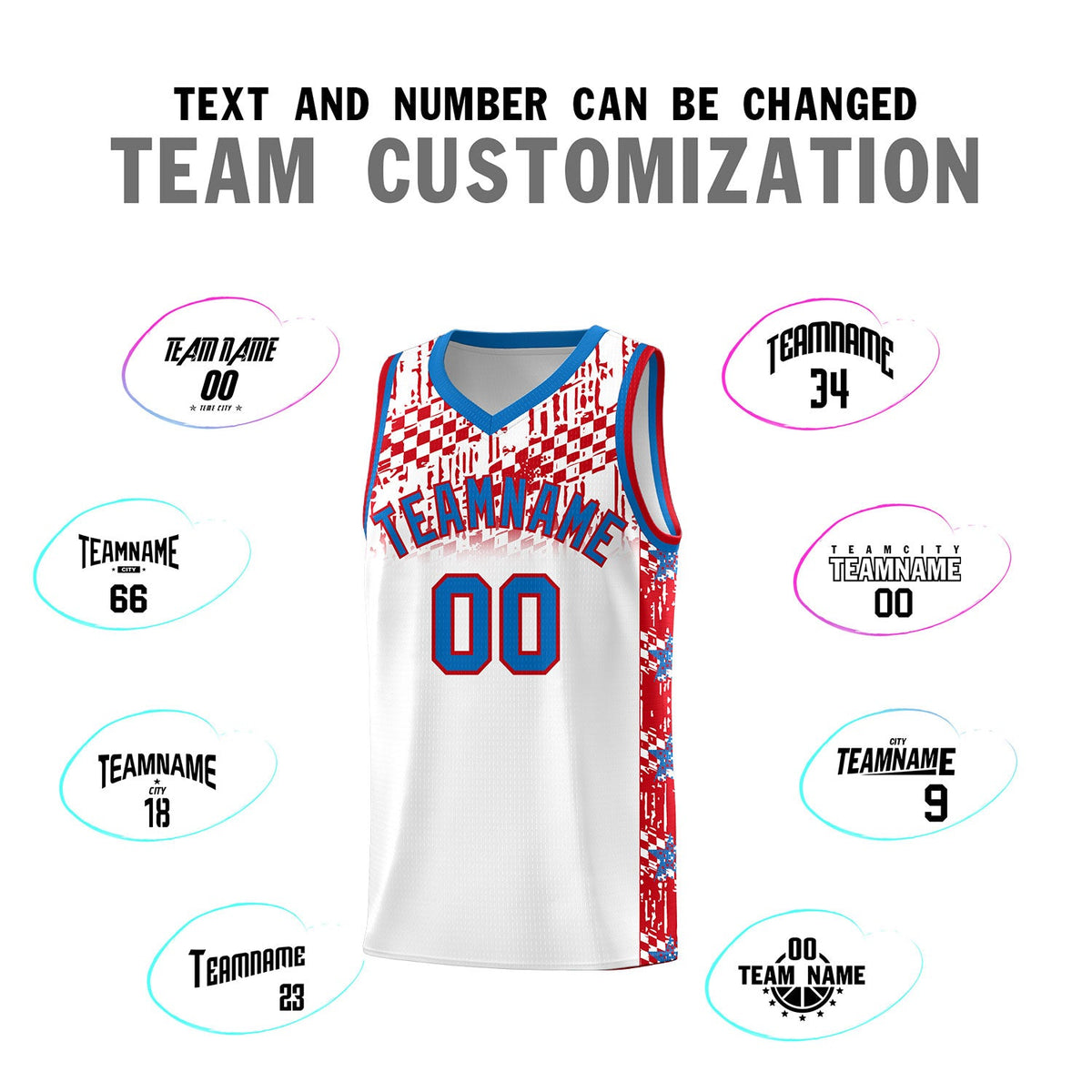Custom White Mosaic Stars Pattern Sports Uniform Basketball Jersey