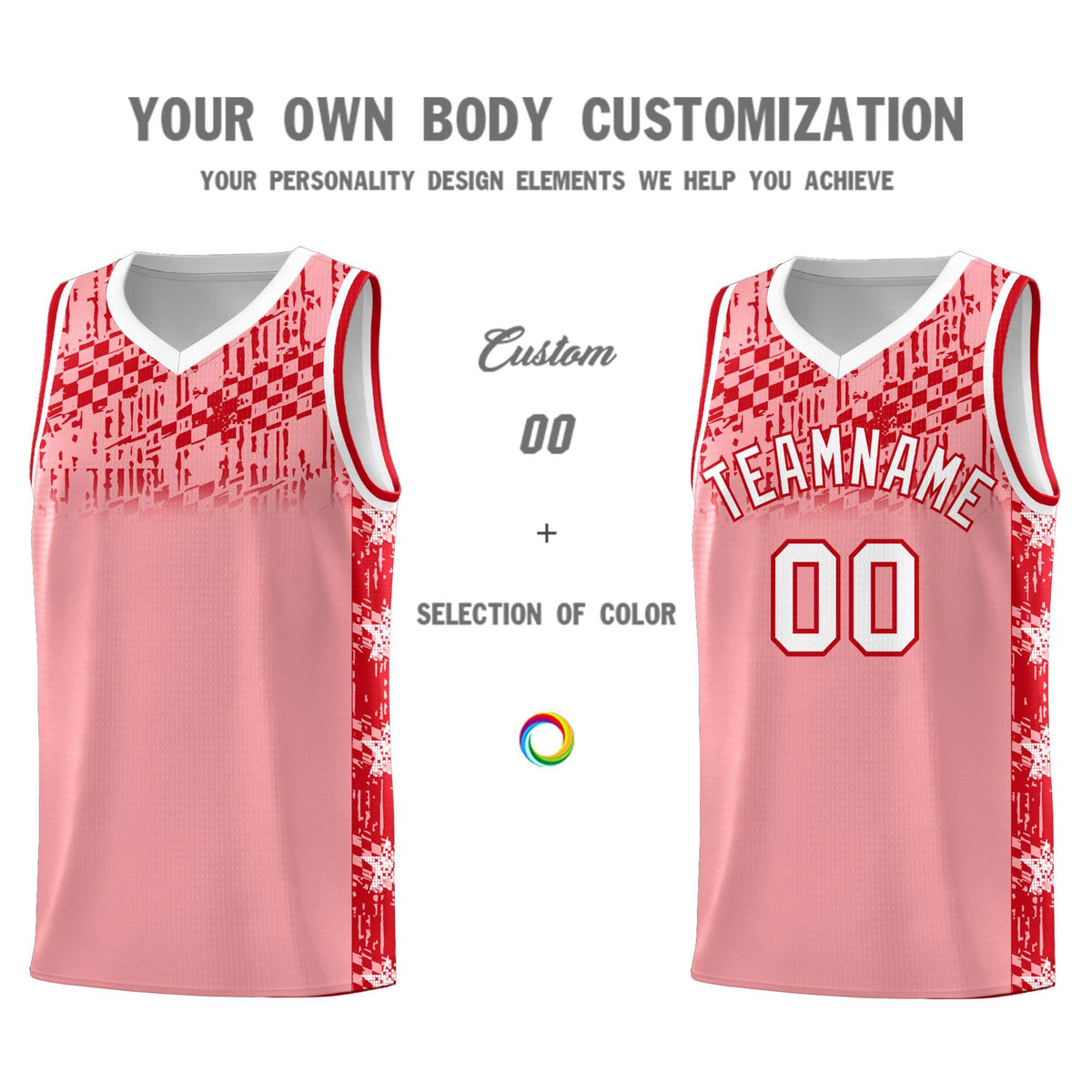 Custom Light Pink Mosaic Stars Pattern Sports Uniform Basketball Jersey