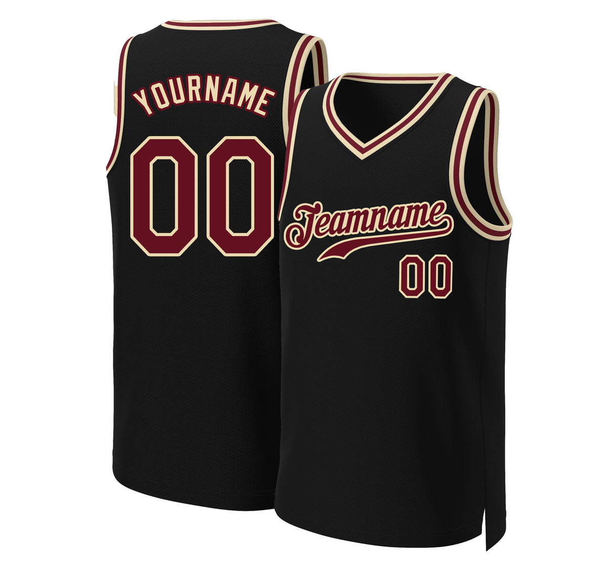 Custom Black Crimson-Khaki Classic Tops Basketball Jersey