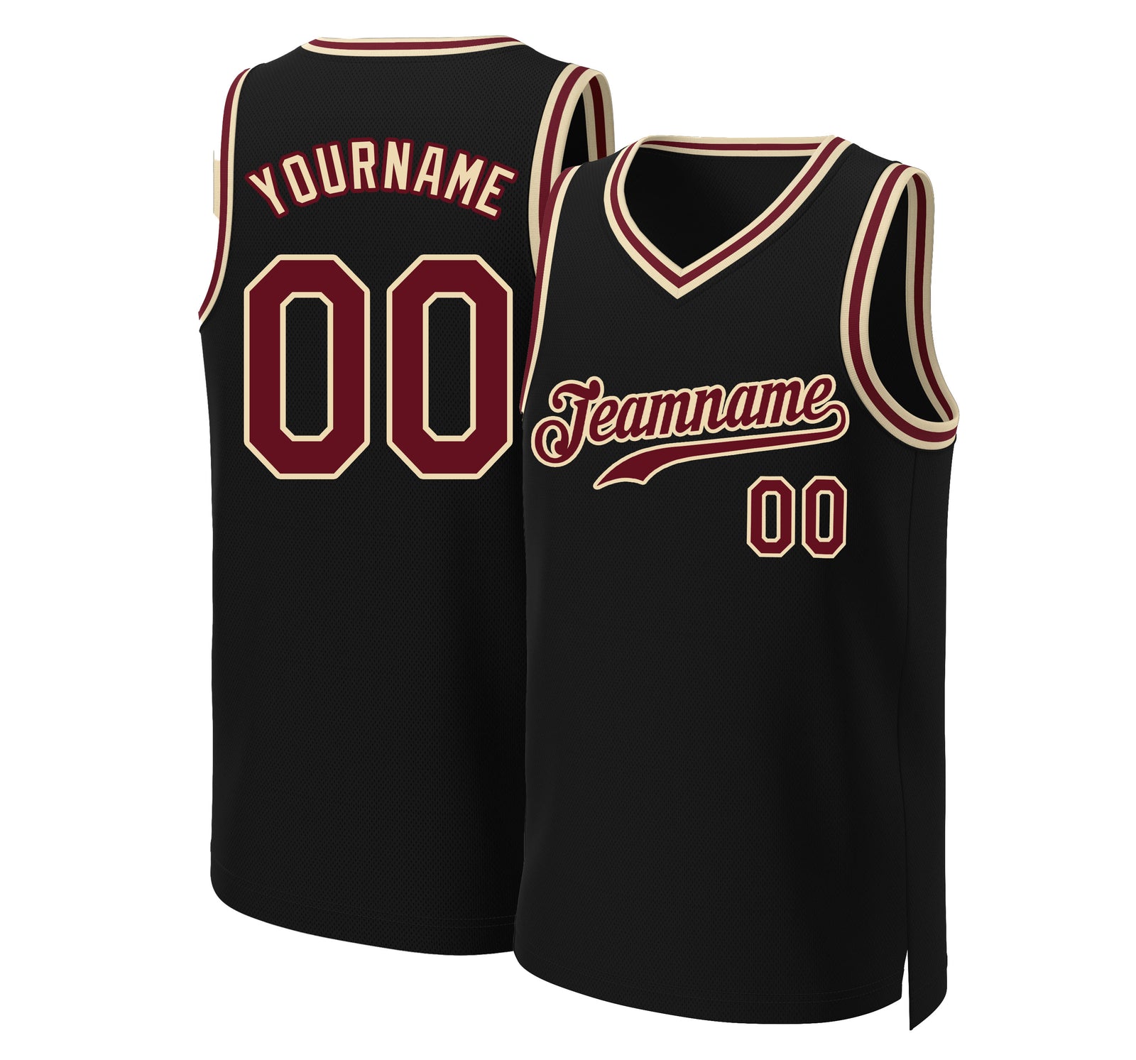 Custom Black Crimson-Khaki Classic Tops Basketball Jersey