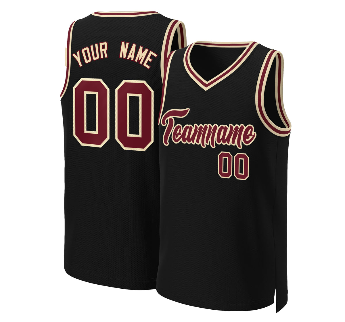 Custom Black Crimson-Khaki Classic Tops Basketball Jersey