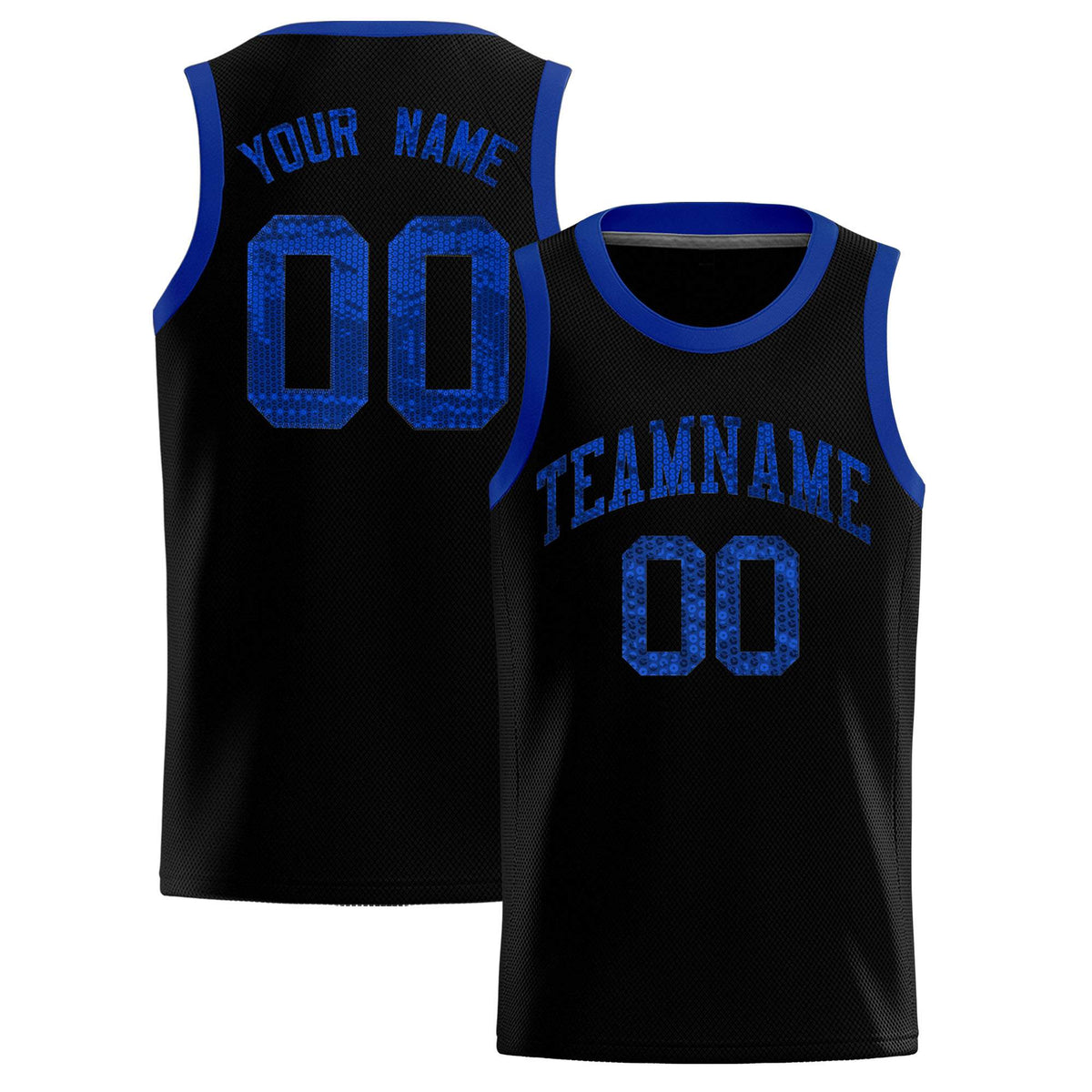 Custom Black Sequined Tops Athletic Basketball Jersey