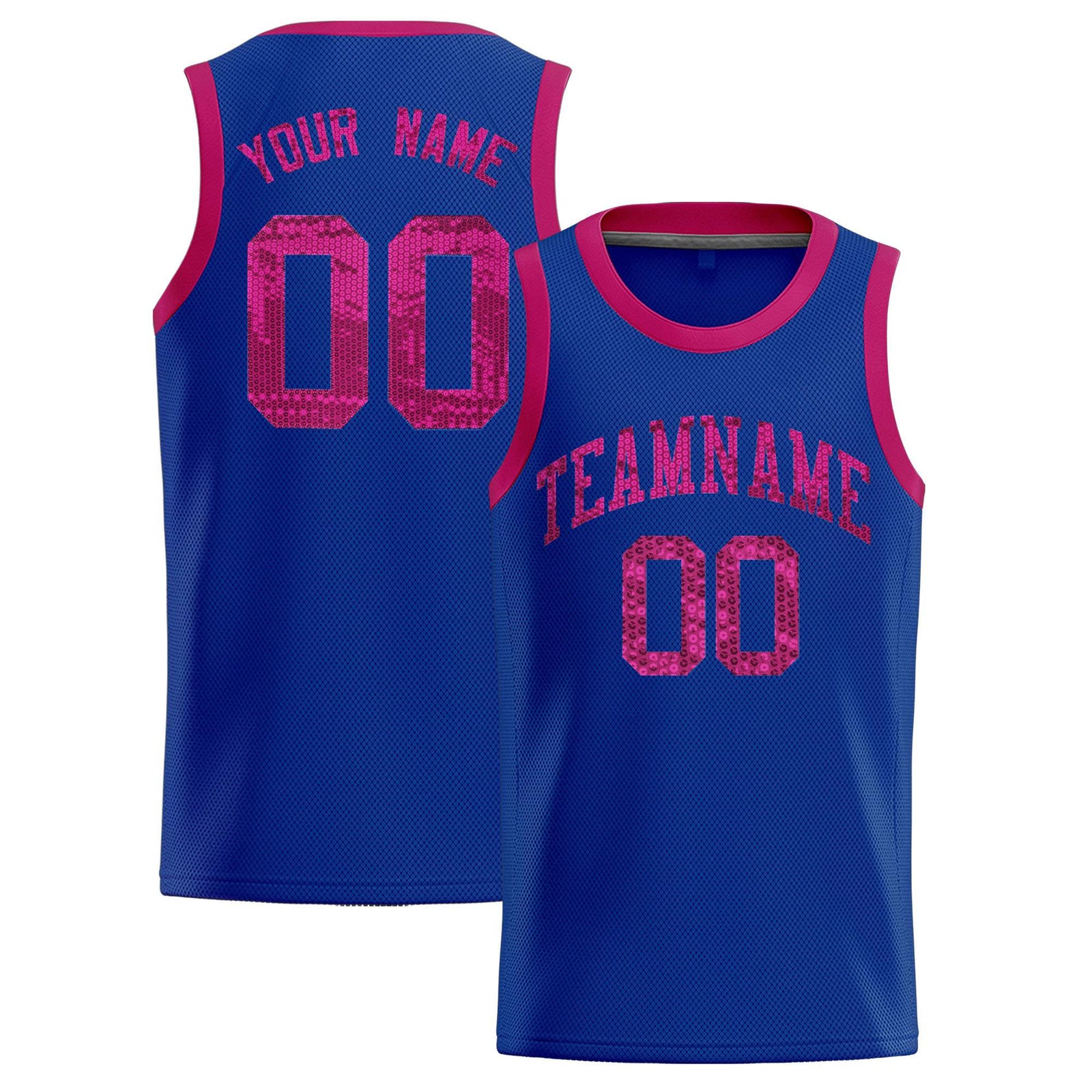 Custom Royal Sequined Tops Athletic Basketball Jersey