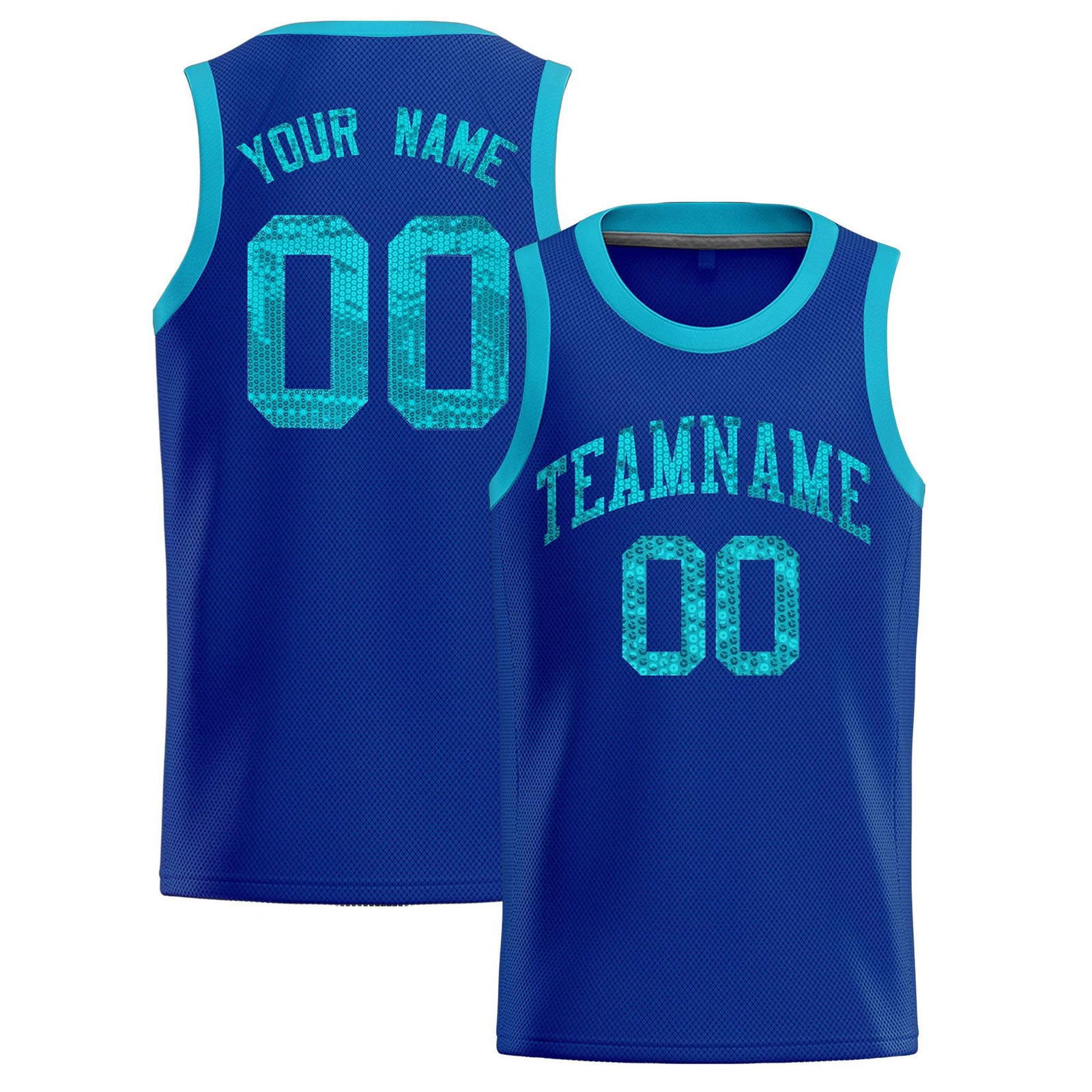Custom Royal Sequined Tops Athletic Basketball Jersey