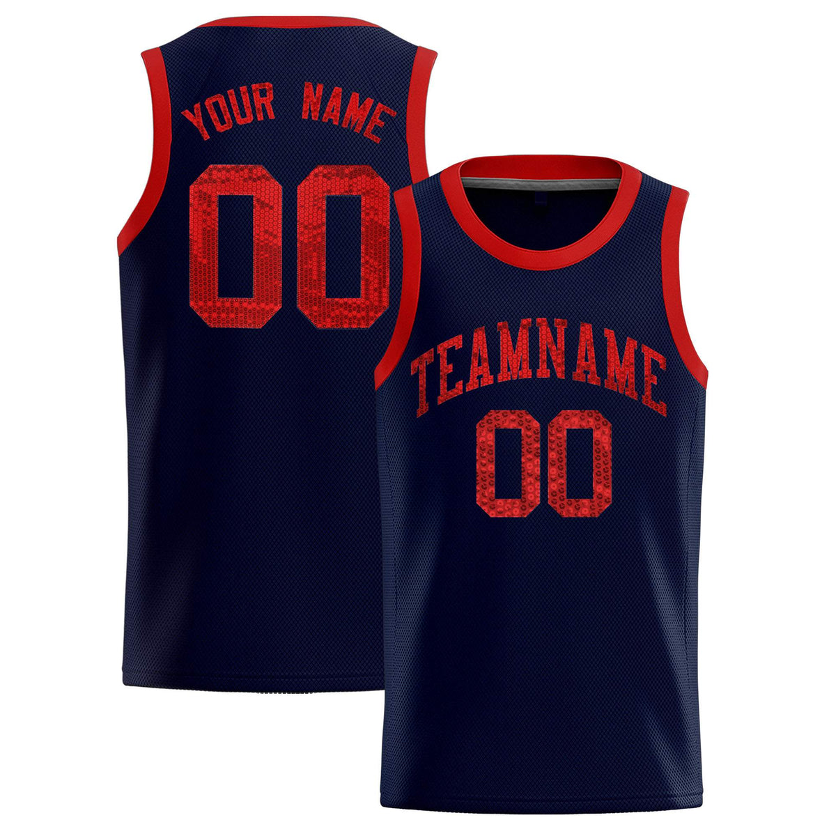Custom Navy Sequined Tops Athletic Basketball Jersey
