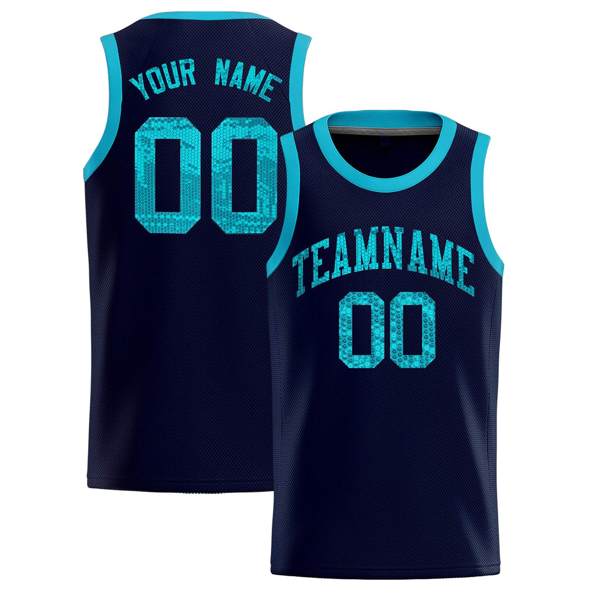 Custom Navy Sequined Tops Athletic Basketball Jersey