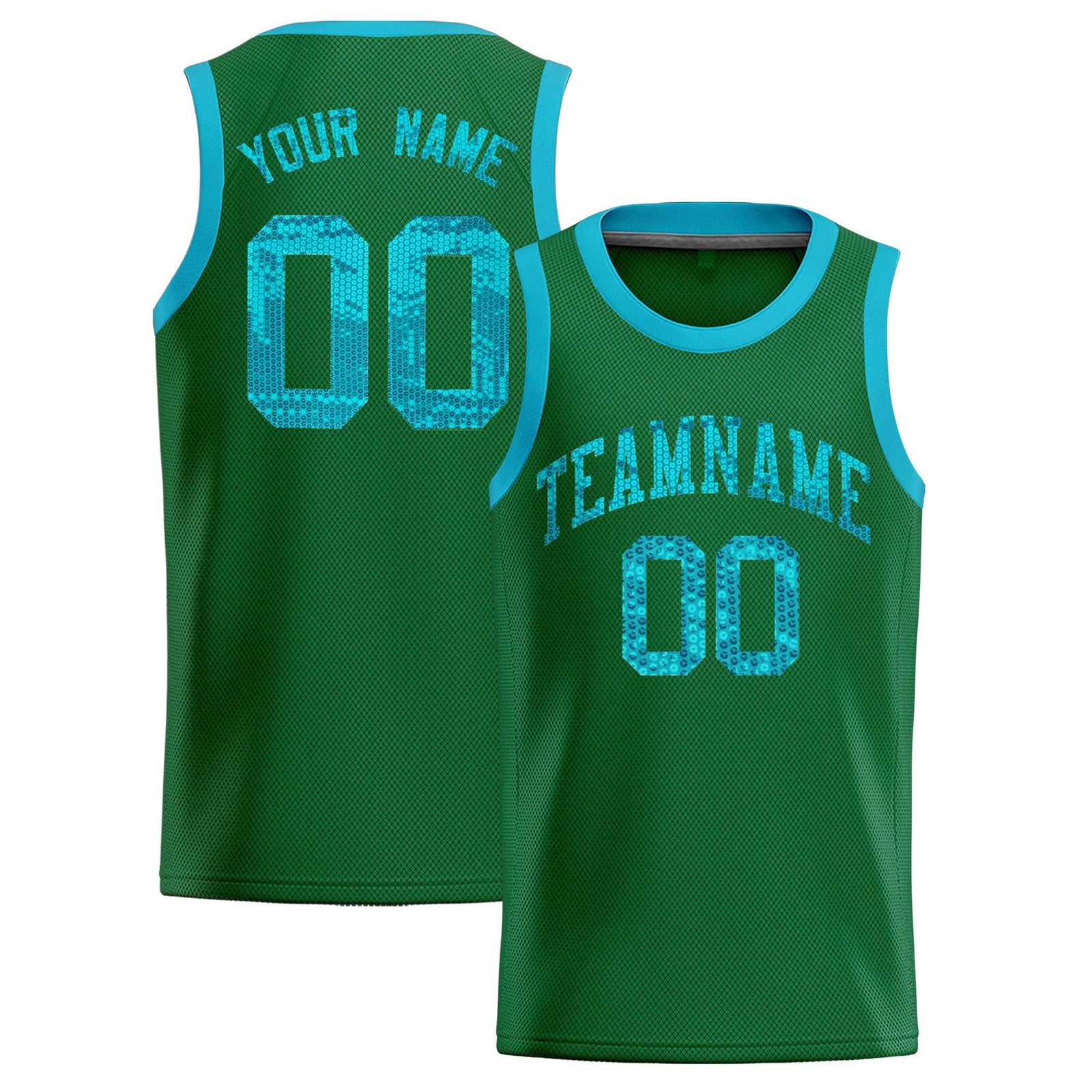 Custom Kelly Green Sequined Tops Athletic Basketball Jersey
