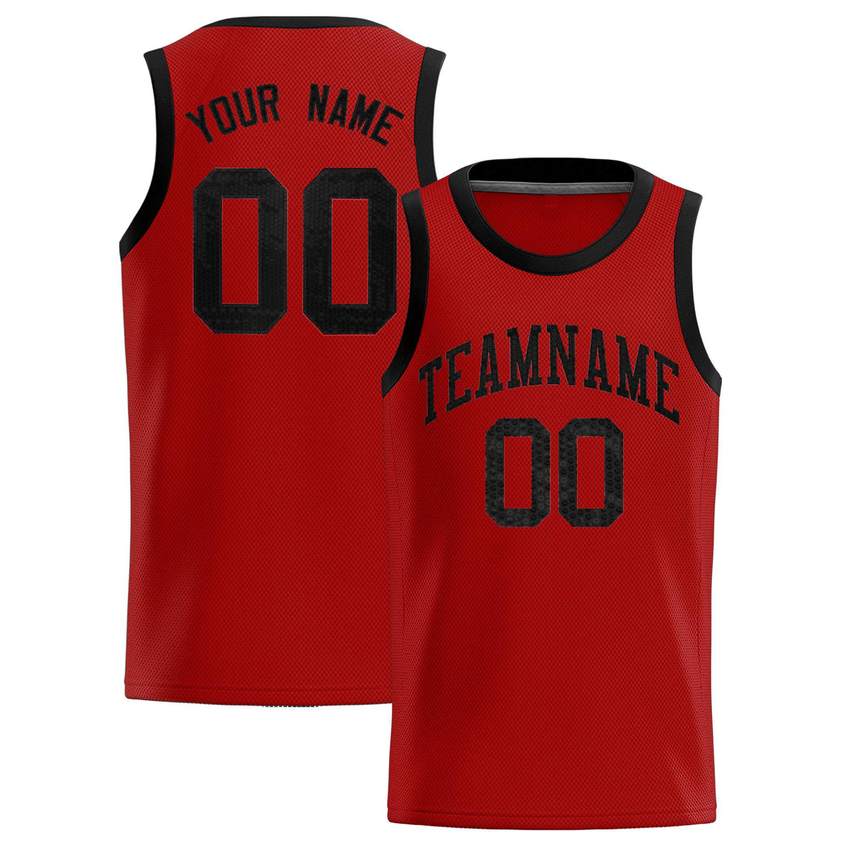 Custom Red Sequined Tops Athletic Basketball Jersey