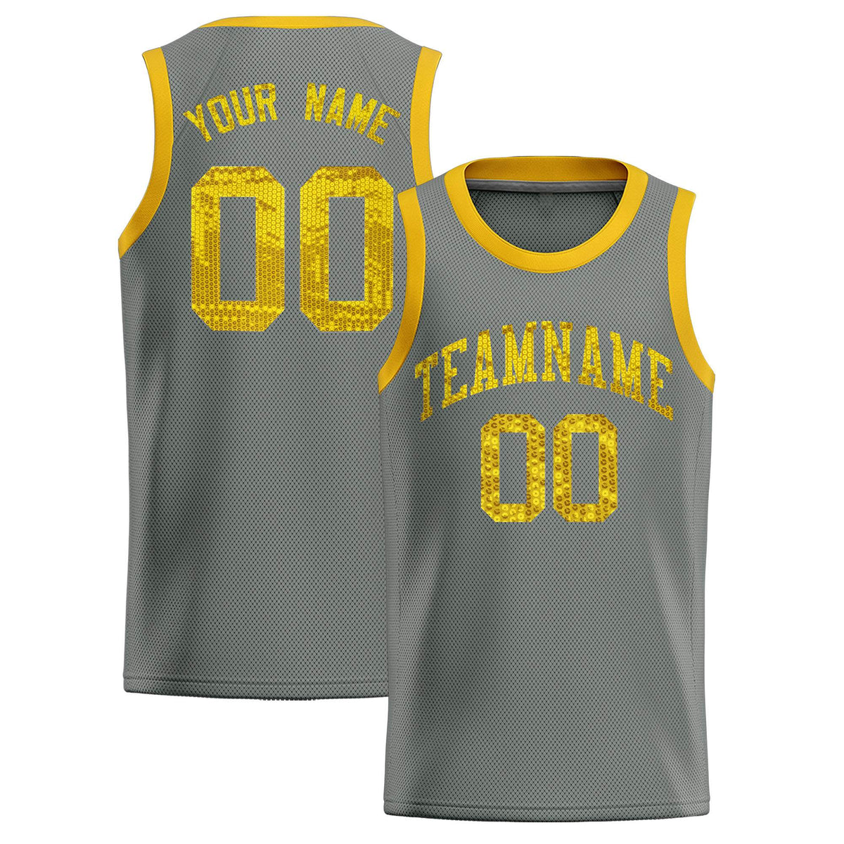 Custom Gray Sequined Tops Athletic Basketball Jersey