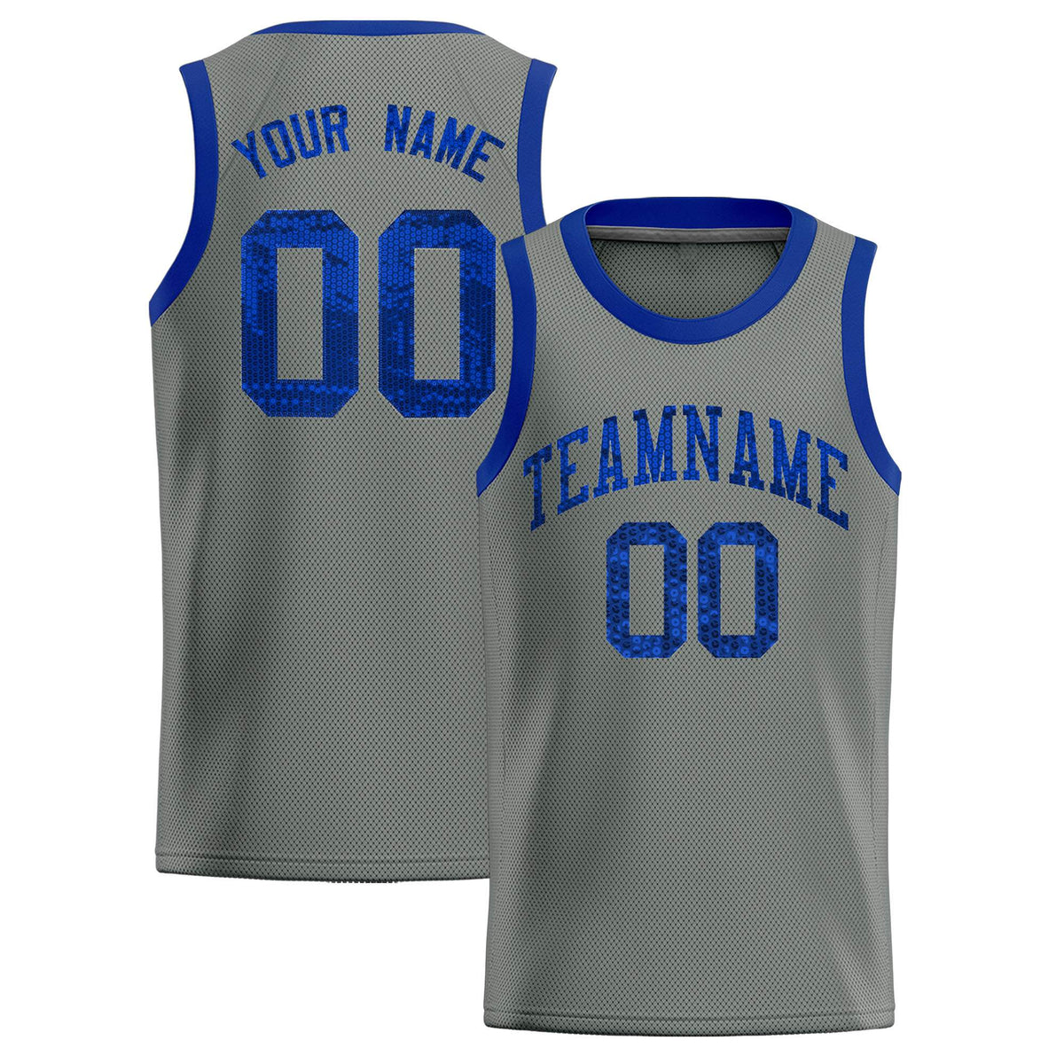 Custom Gray Sequined Tops Athletic Basketball Jersey