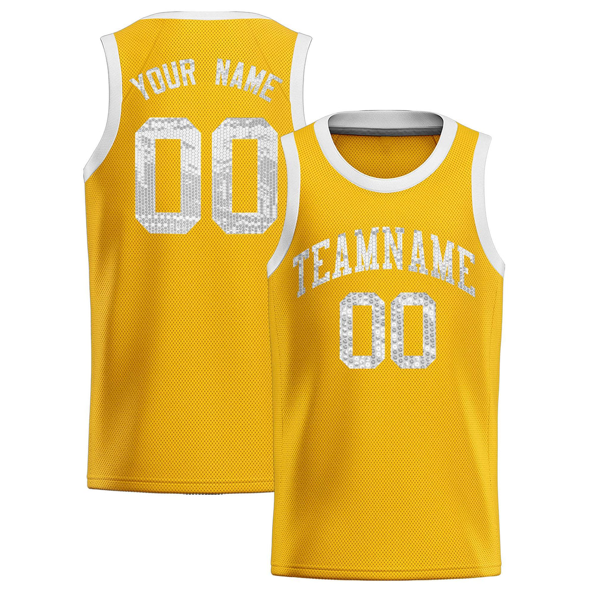Custom Gold Sequined Tops Athletic Basketball Jersey