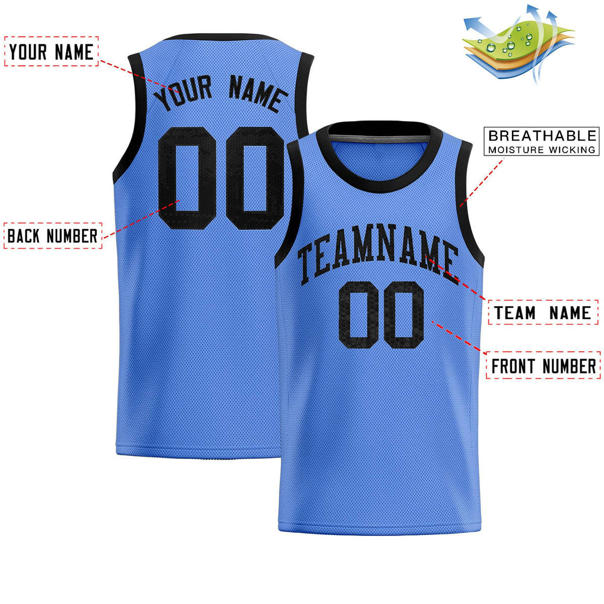 Custom Light Blue Sequined Tops Athletic Basketball Jersey
