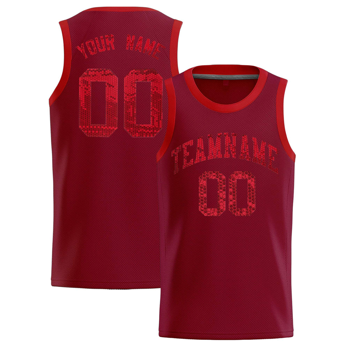 Custom Crimson Sequined Tops Athletic Basketball Jersey