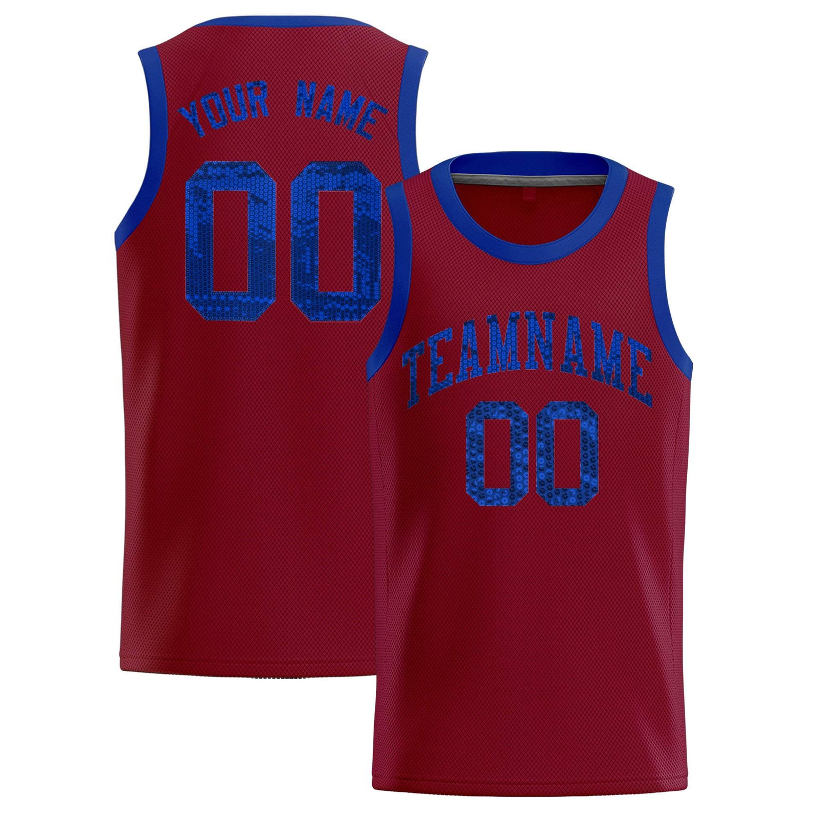 Custom Crimson Sequined Tops Athletic Basketball Jersey