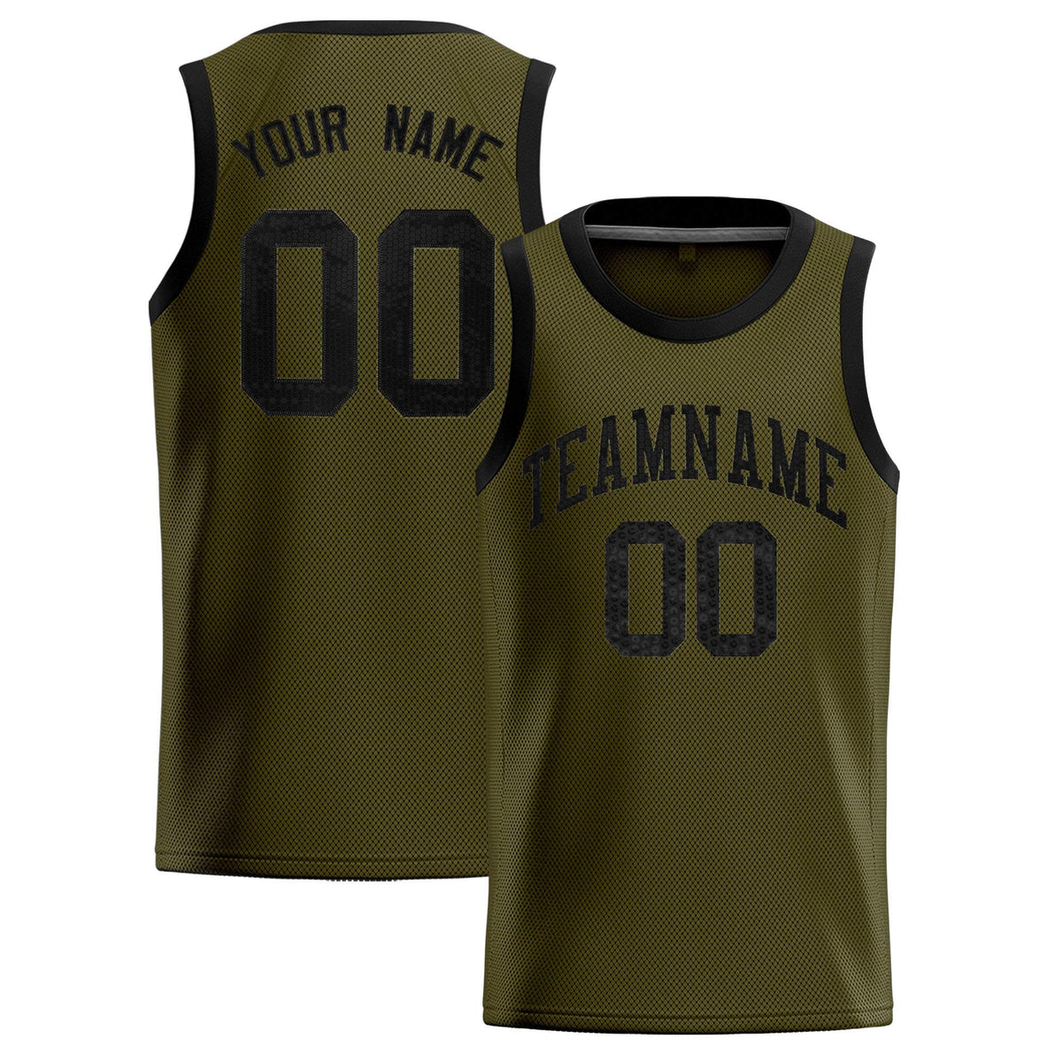 Custom Olive Sequined Tops Athletic Basketball Jersey