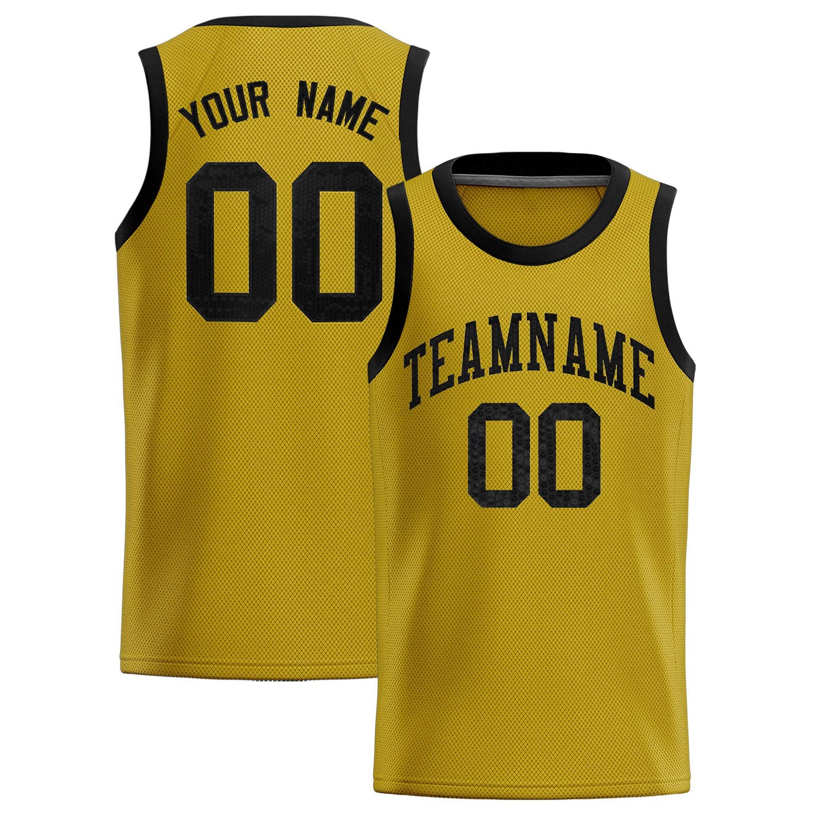 Custom Old Gold Sequined Tops Athletic Basketball Jersey