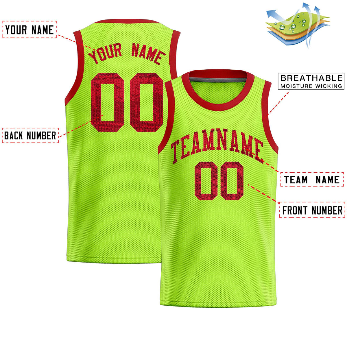 Custom Kelly Green Sequined Tops Athletic Basketball Jersey