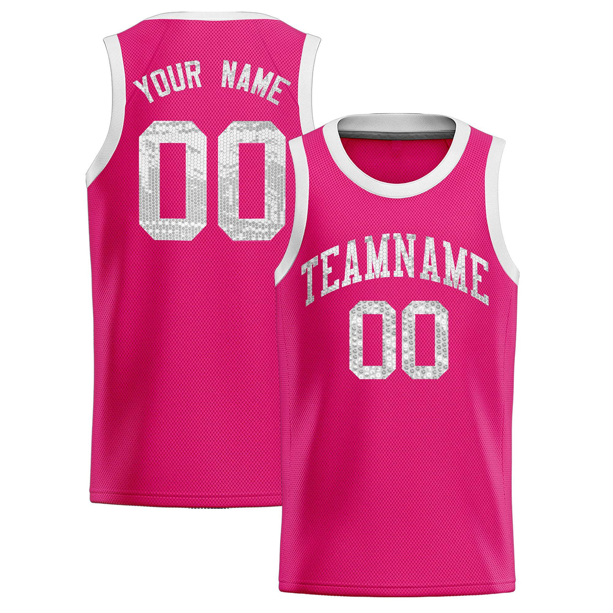 Custom Pink Sequined Tops Athletic Basketball Jersey