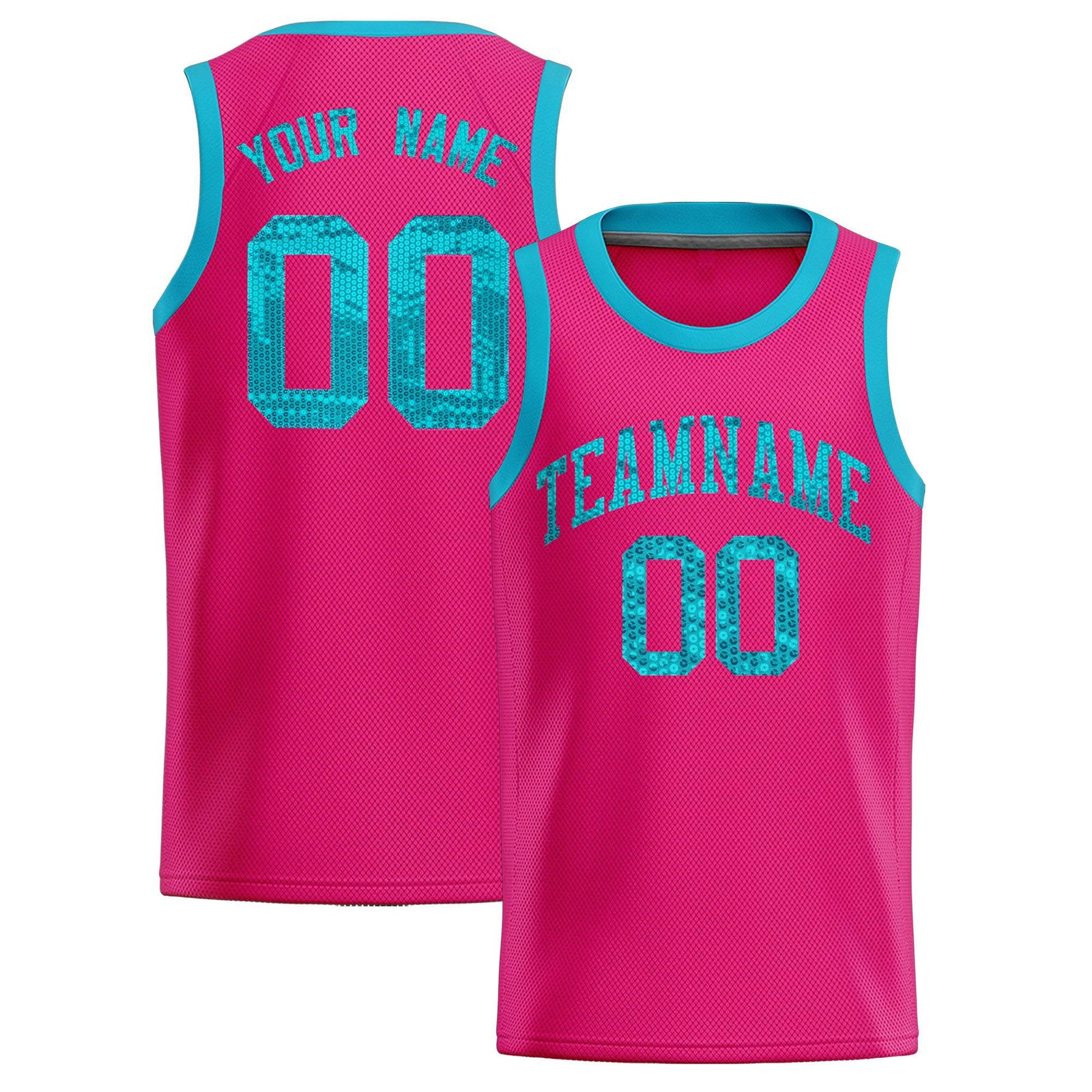 Custom Pink Sequined Tops Athletic Basketball Jersey