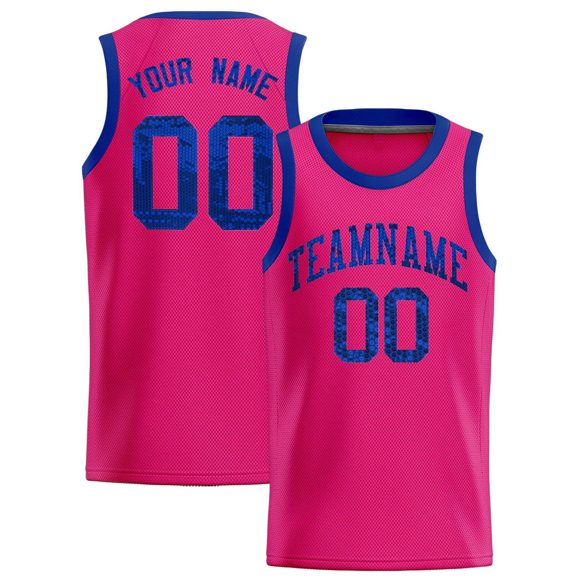 Custom Pink Sequined Tops Athletic Basketball Jersey