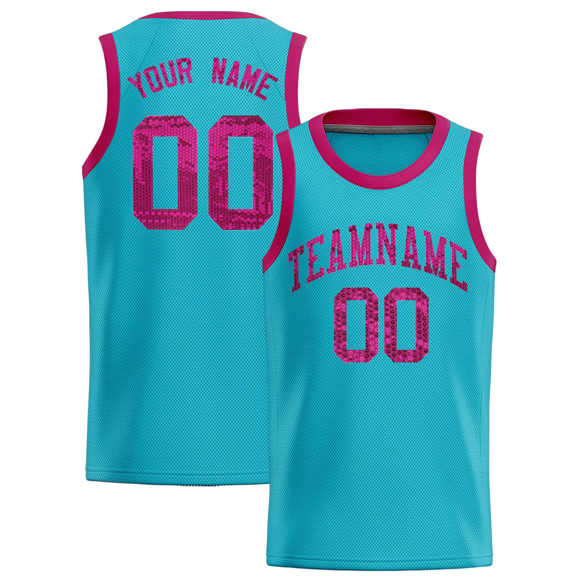 Custom Sky Blue Sequined Tops Athletic Basketball Jersey