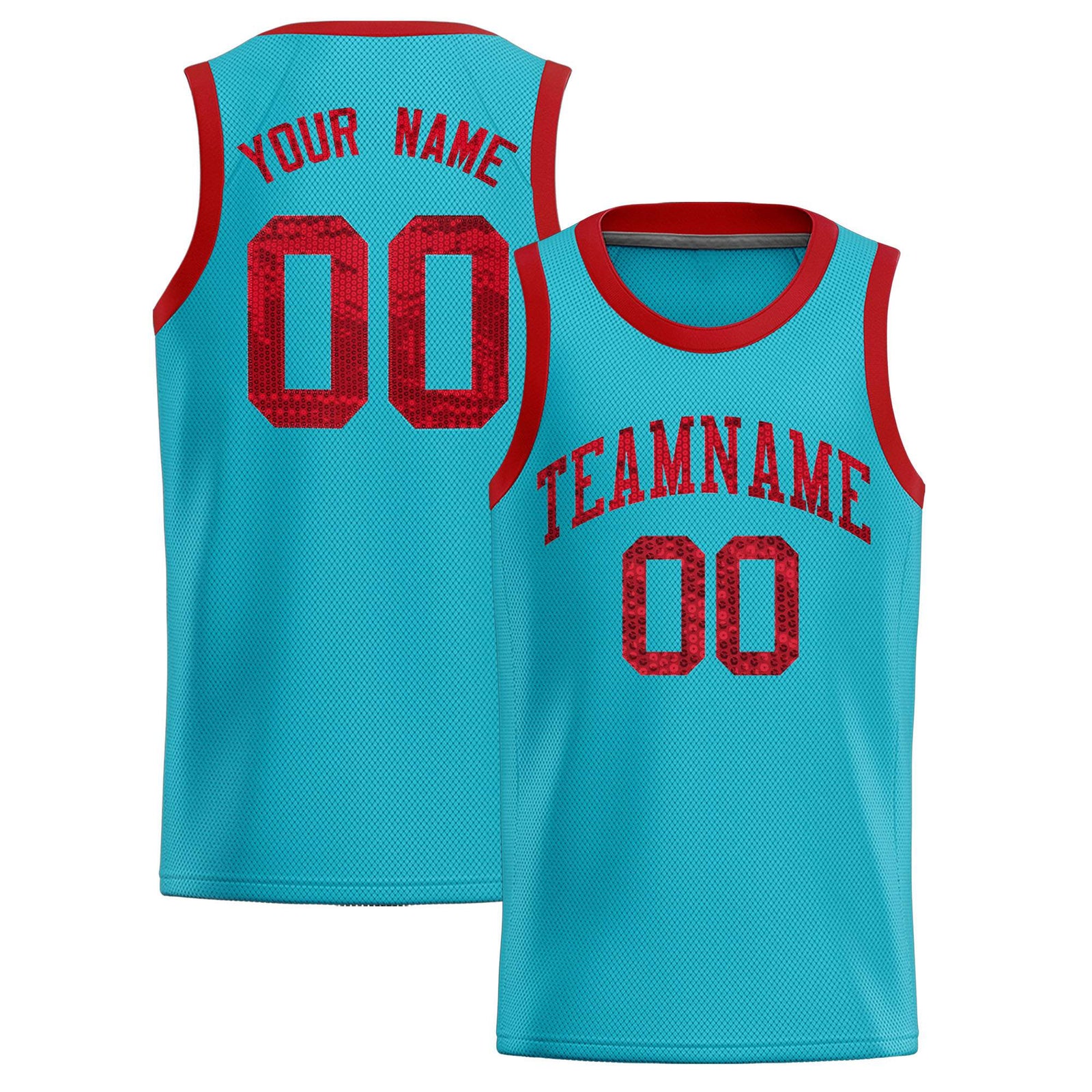 Custom Sky Blue Sequined Tops Athletic Basketball Jersey
