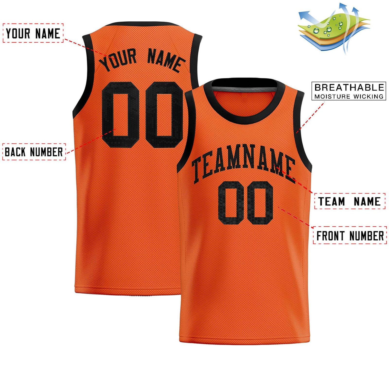 Custom Orange Sequined Tops Athletic Basketball Jersey