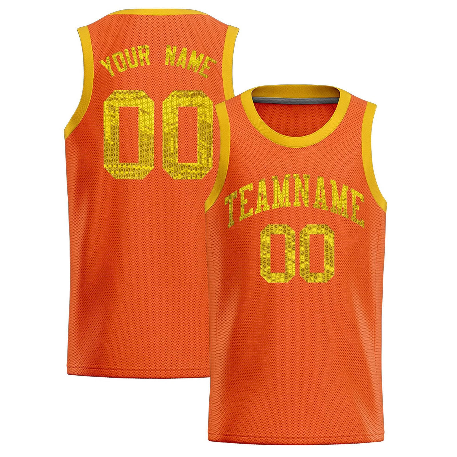 Custom Orange Sequined Tops Athletic Basketball Jersey