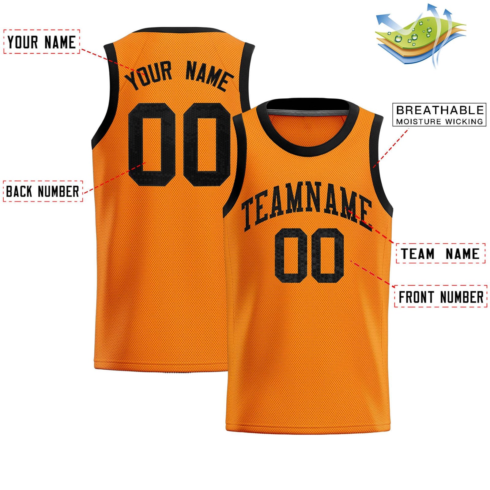 Custom Orange Sequined Tops Athletic Basketball Jersey