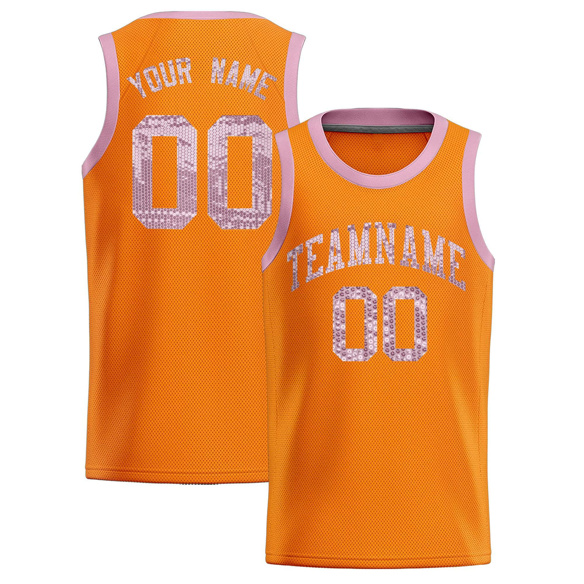 Custom Orange Sequined Tops Athletic Basketball Jersey