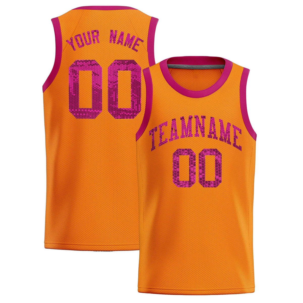 Custom Orange Sequined Tops Athletic Basketball Jersey