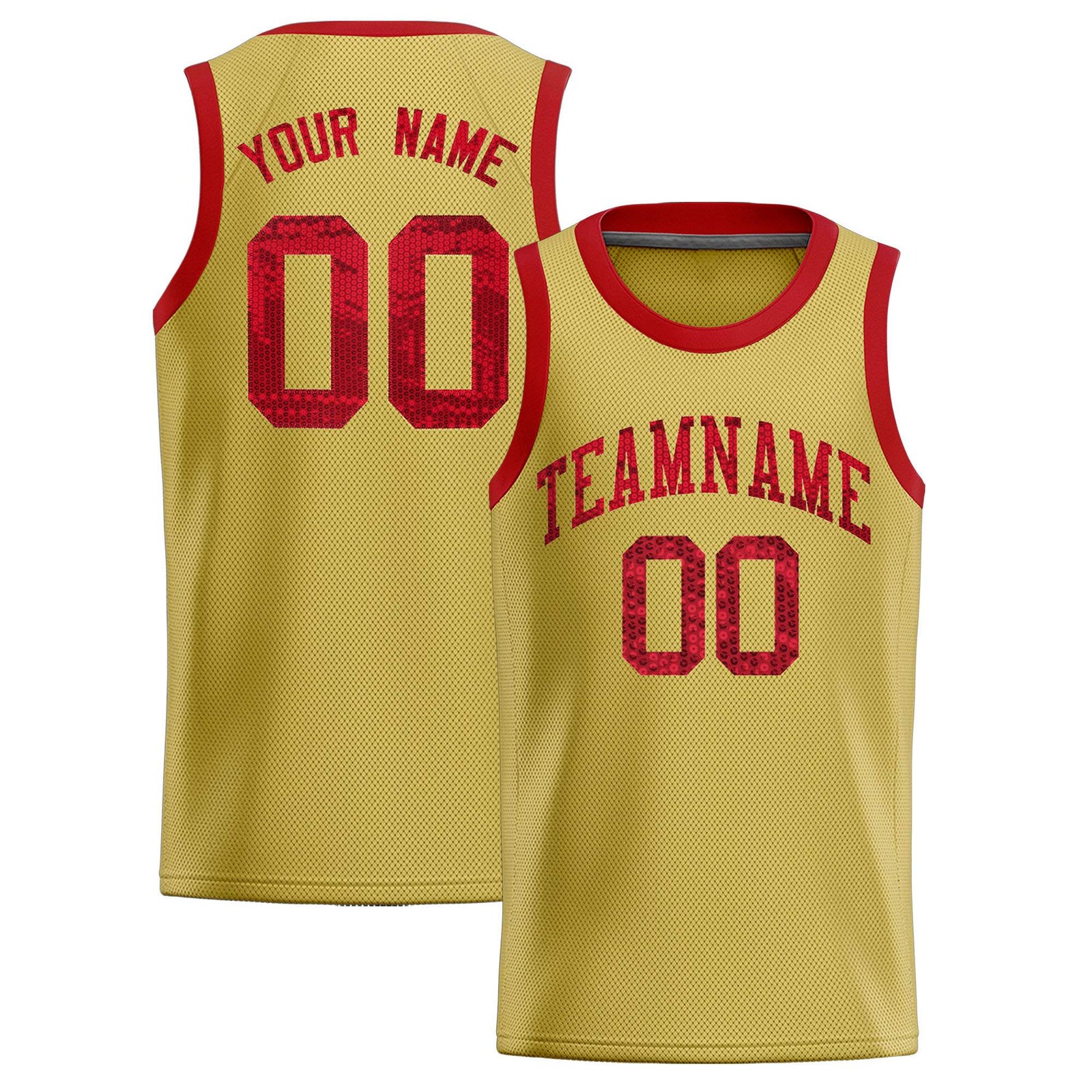 Custom Old Gold Sequined Tops Athletic Basketball Jersey