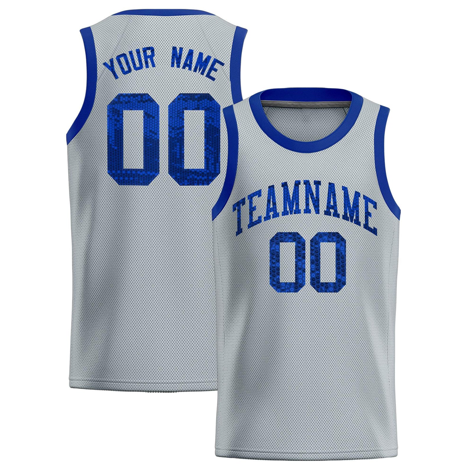 Custom Silver Sequined Tops Athletic Basketball Jersey