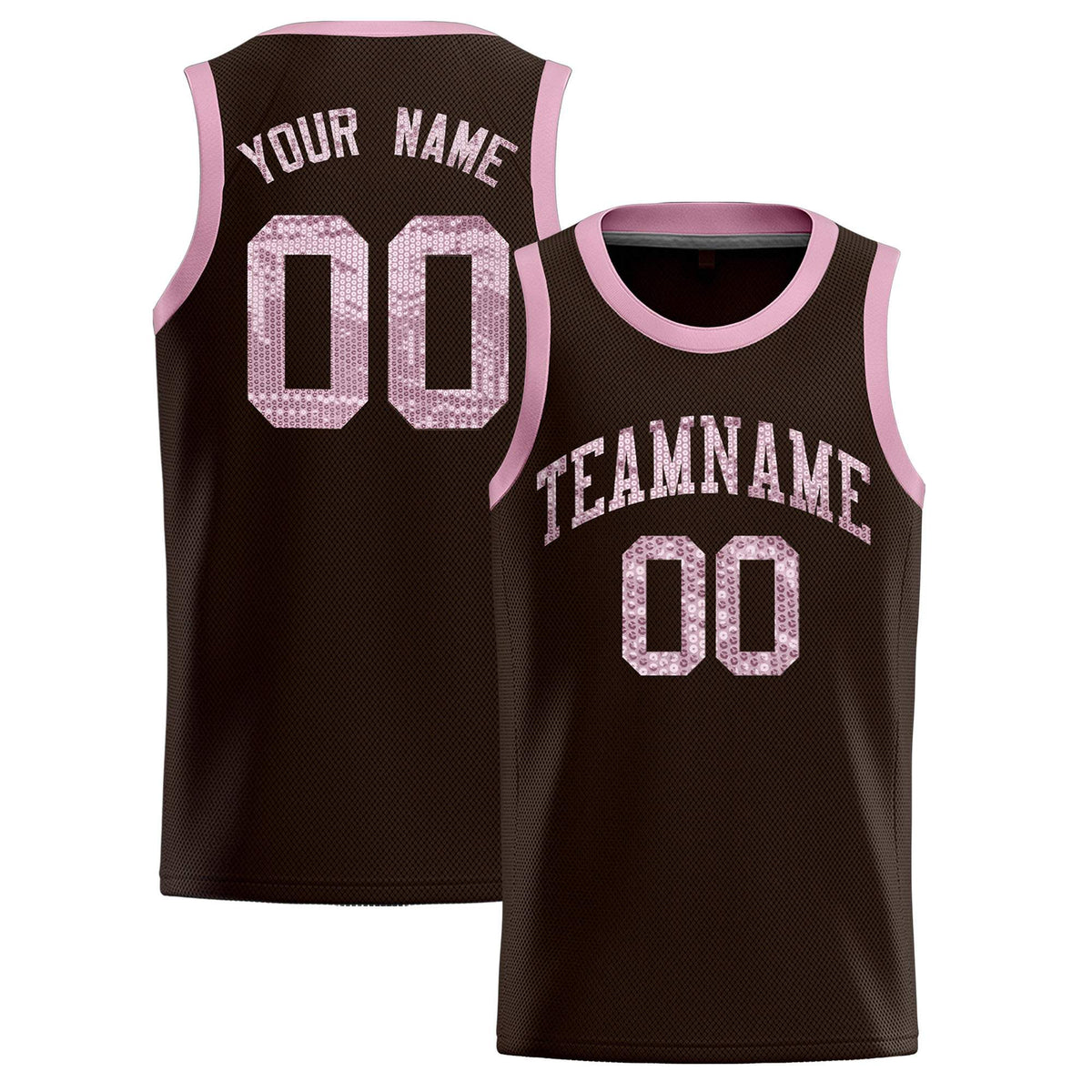 Custom Brown Sequined Tops Athletic Basketball Jersey