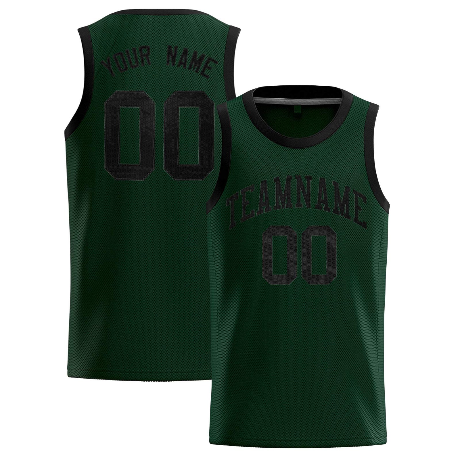 Custom Hunter Green Sequined Tops Athletic Basketball Jersey