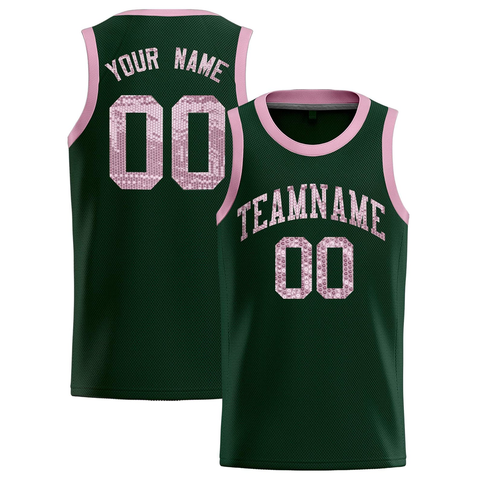 Custom Hunter Green Sequined Tops Athletic Basketball Jersey