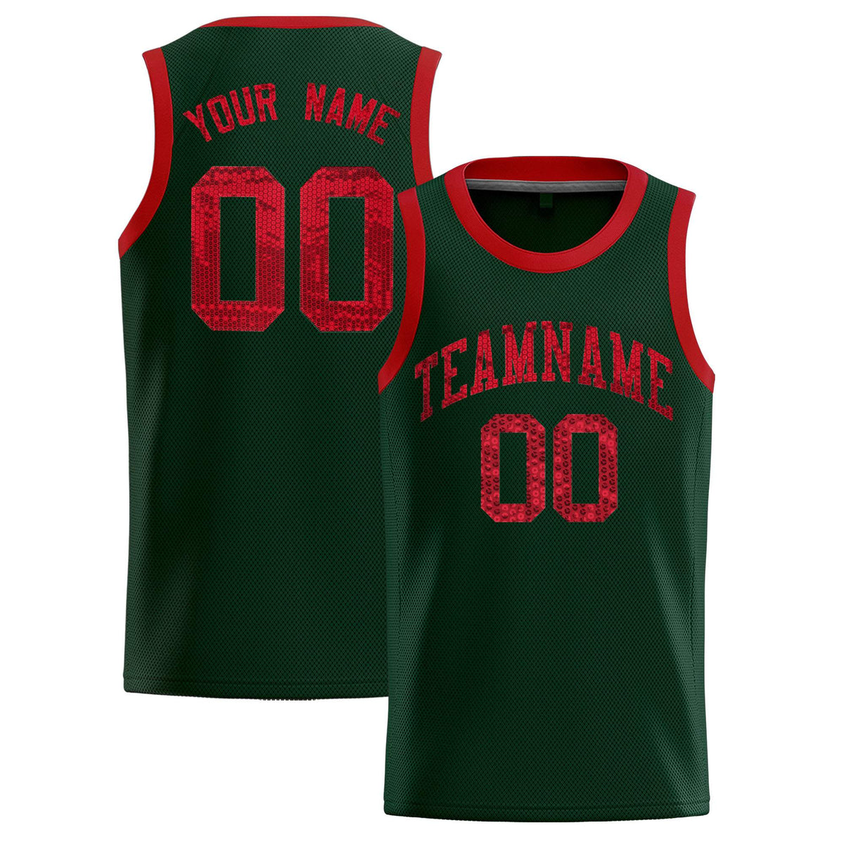 Custom Hunter Green Sequined Tops Athletic Basketball Jersey