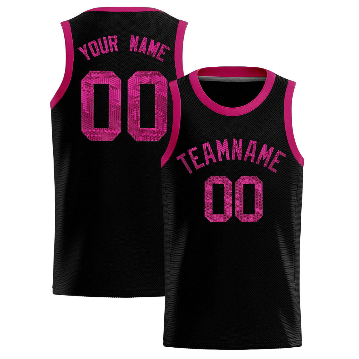 Custom Black Sequined Tops Athletic Basketball Jersey