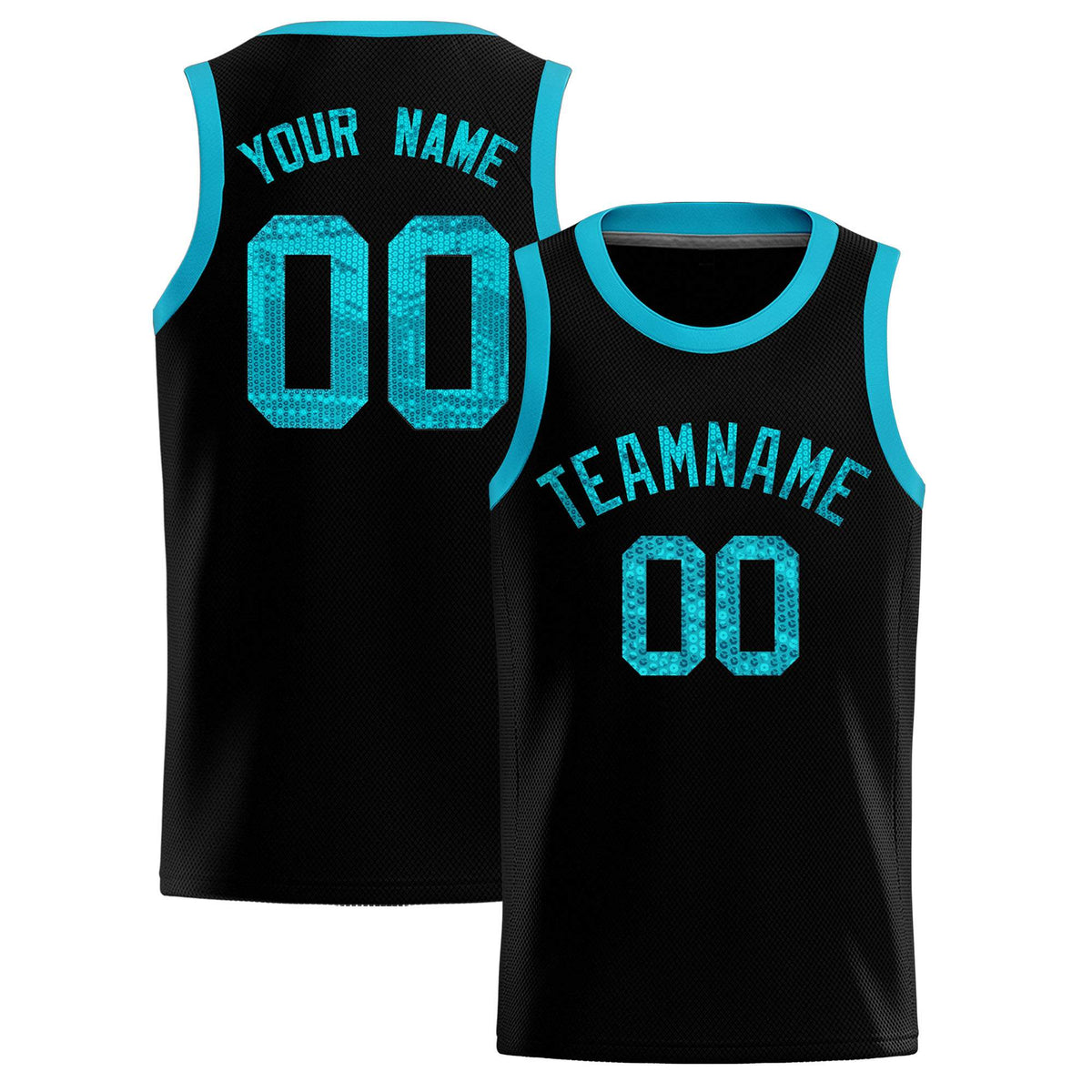 Custom Black Sequined Tops Athletic Basketball Jersey