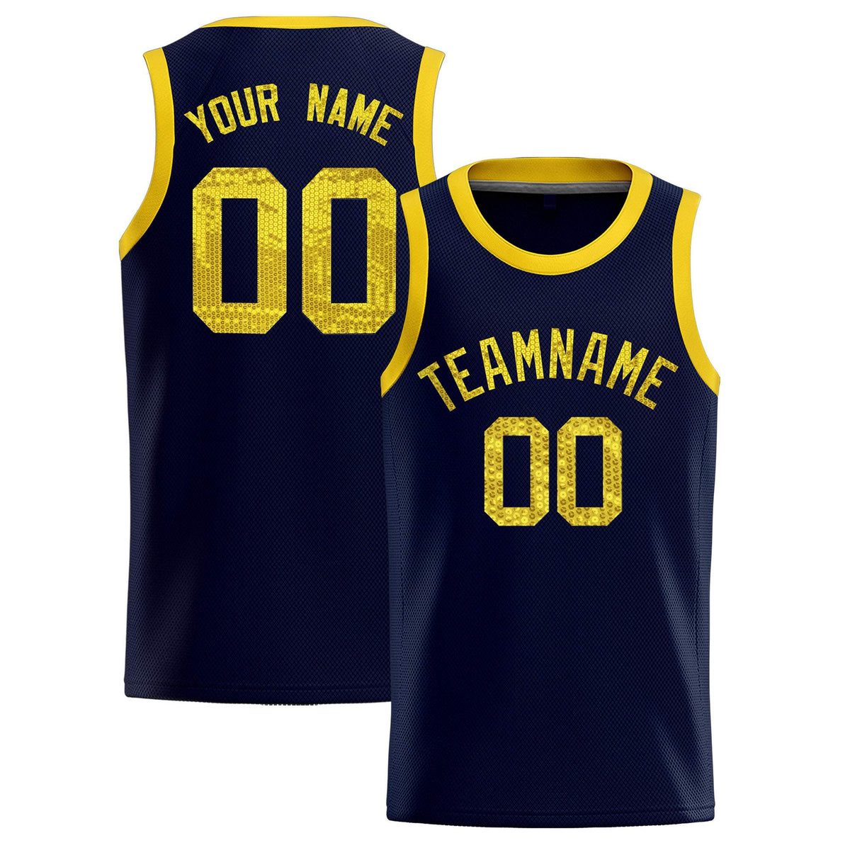 Custom Navy Sequined Tops Athletic Basketball Jersey